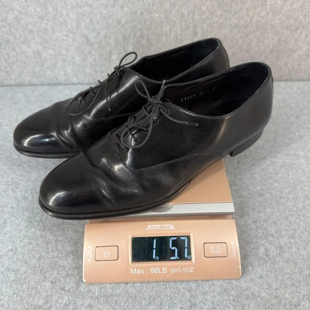 Adolfo Mens Size 9 Black Patent Leather Oxford Dress Shoes Lace‎ Up Office Round